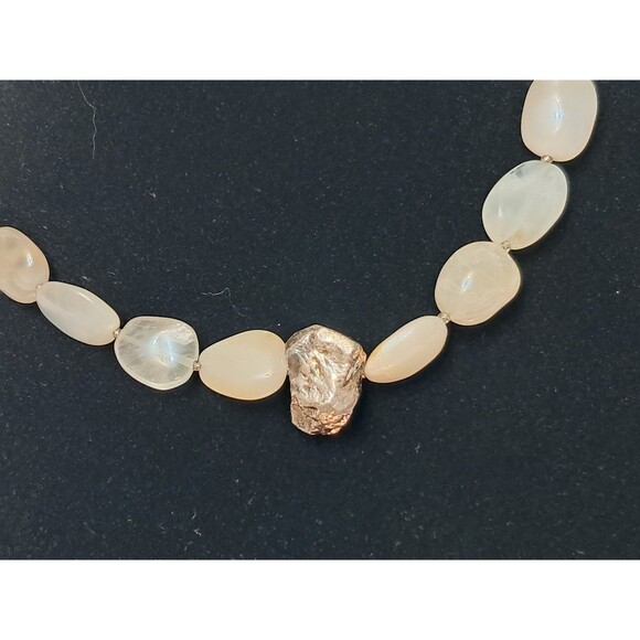 NWT Peyote Bird Agate Quartz Beads Silver Nugget Gemstone Chunky Necklace 17-20" - Picture 2 of 13